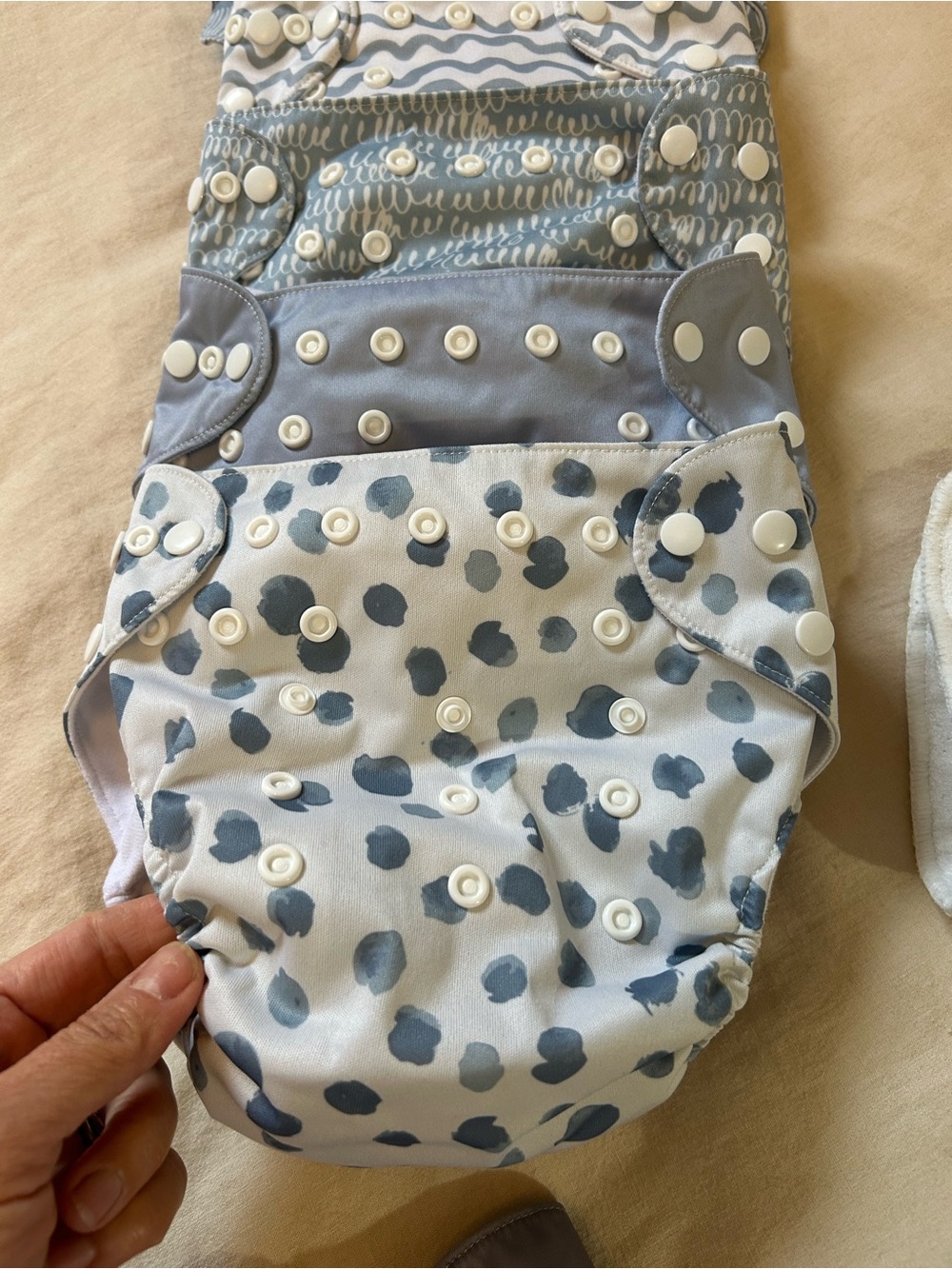 Blue & Gray Patterned Reusable Cloth Diaper Set - Picture 7 of 9